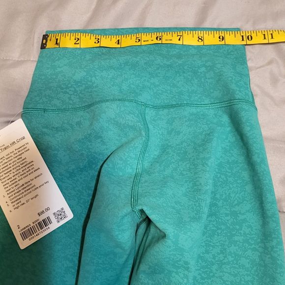 NWT Lululemon Sz2 Blaze Maldives Green Wunder Train Hight Rise Crop 23" - Picture 8 of 11